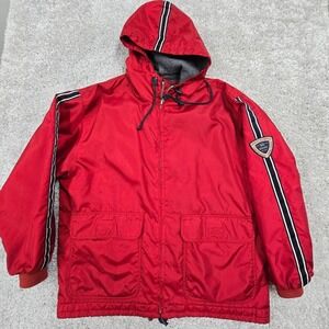 Vintage Abercrombie Fitch Jacket‎ Mens Medium Red Full Zip Nylon Fleece Lined